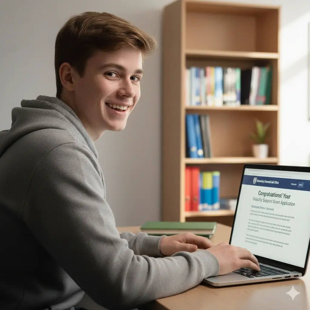 Student reviewing award details
