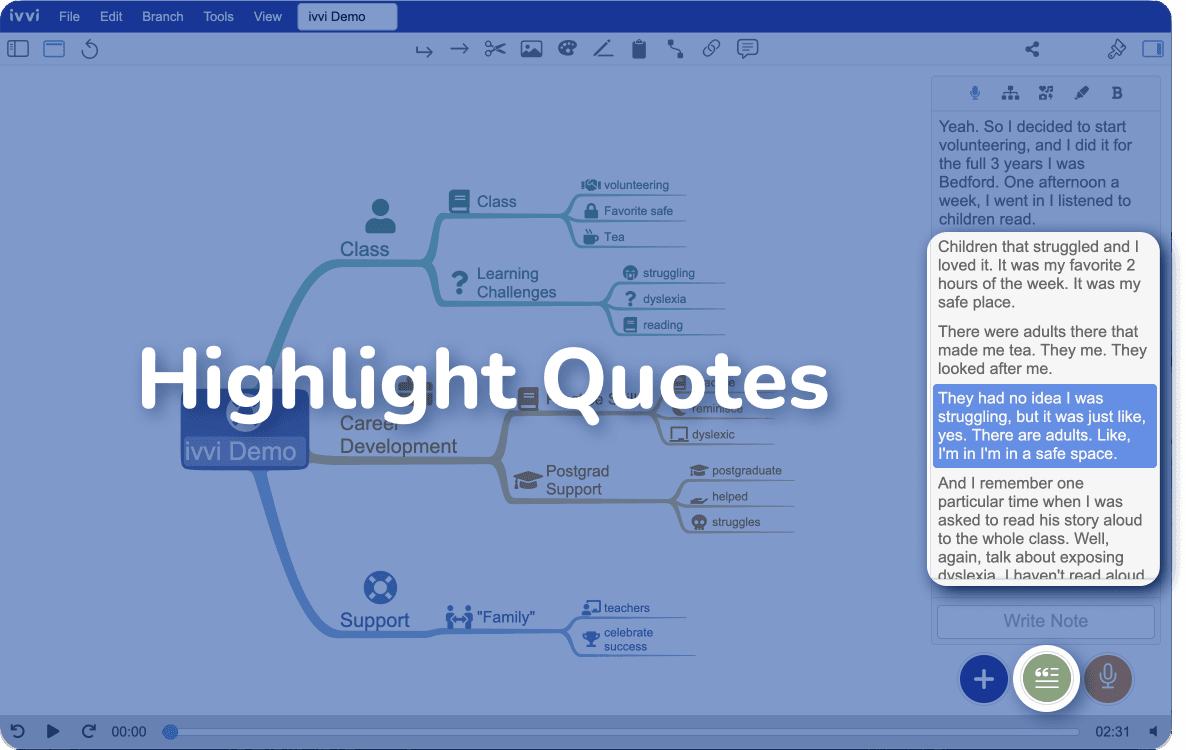 Quote highlighting in ivvi Notes